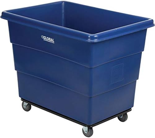 Global Industrial 16 Bushel Plastic Bulk Box Truck, Steel Chassis Base, 1000 lbs. Capacity, 4" Non-Maring Rubber Casters, Blue, 42-3/5"L x 30" W x 35-3/5"H