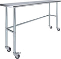 Stainless Steel Work Table Open Base & Wheels | Work Station | Metal Work Bench (Stainless Steel Work Table Open Base + Casters) (72" Long x 24" Deep)