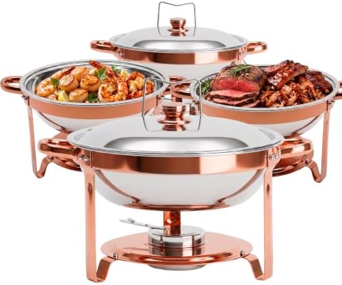 6QT Round Chafing Dish Sets, Food Warmers for Parties Buffet, Rose Gold by Unknown