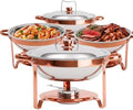 6QT Round Chafing Dish Sets, Food Warmers for Parties Buffet, Rose Gold by Unknown