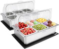 VEVOR Countertop Food Serving Display Container, Stainless Steel Food Salad Server Tray, Buffet Condiment Dispenser, Ice Cooled Rack with Clear Roll Top Cover, for Restaurant Hotel (6x1/6 Pan x2) by VEVOR