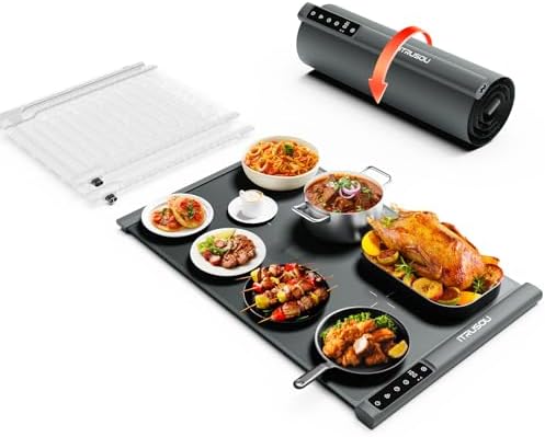 iTRUSOU Food Warming Mat 25.2x16 – Extendable Roll-Up Electric Warming Tray with 7 Temp Settings, 99H Timer, Switchable℃/℉, Interlocking Expansion Design, Ideal for Buffet Parties Chafing Dishes by iTRUSOU