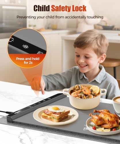 Warming Mat for Food, 46x15 Inch, Dark Grey, Fast Heat, Child Lock - Image 7