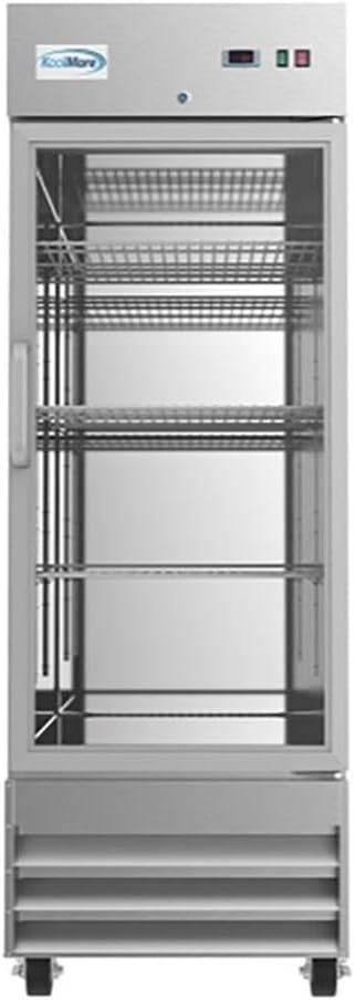 Pemberly Row 29" 1 Glass Door Steel Reach-in Refrigerator Cooler in Silver