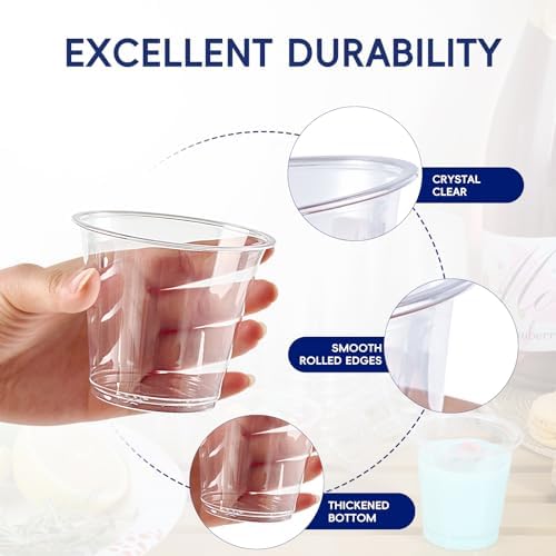 JOLLY CHEF 9 oz Plastic Cups, 100 Pack Clear Disposable Drinking Cups - Image 4