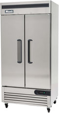Migali C-2RB-35-HC Two Door Reach-In Refrigerator, 35 cu/ft Space Saving, Stainless Steel Interior and Exterior, Auto Defrost, Door Locks