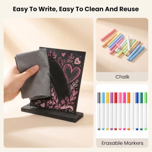 8 Pack Mini Chalkboard Signs with Clips & Chalk,6 x 5 Inch - Image 3