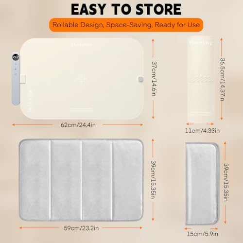 Homelove Warming Mat for Food - Electric Warming Tray with 7-Level Temp Settings & 6 Hours Timer, Full Surface Graphene Heating, Waterproof Dishwasher-Friendly Food Warmer for Parties, Kitchen (Beige) - Image 2