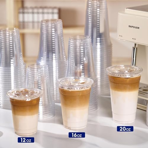 JOLLY CHEF 12 oz Plastic Cups with Lids, 500 Packs Crystal PET Clear Cups - Image 7