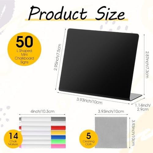 50 Pack Food Labels for Party Buffet, 4" x 3" Mini Chalkboard Signs for Food, Reusable PVC Foods Signs for Buffet, Catering Supplies Buffets Display for Foods Display, Pastry Tags, Price Tag, Name Tag - Image 2