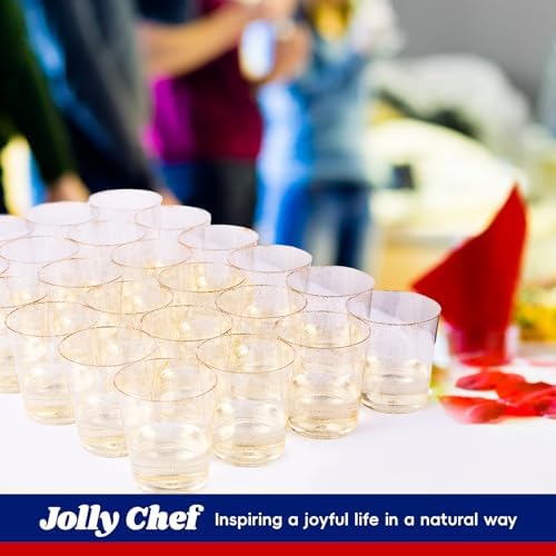 JOLLY CHEF 50 Pack 14 oz Gold Plastic Cups, Disposable Gold Glitter Cups - Image 6