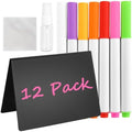 V Shape 12 Pack Mini Chalkboard Signs, Reusable Small Chalkboard Food Labels with 7 Color Markers, Spray Bottle and Cleaning Cloth for Buffet Wedding Party Table Decor by Unknown