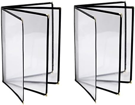 Menu Covers 8.5 x 11 Inch, 2 Pack 4 Page 8 View Clear Menu Holder Sleeve by QNTCCX