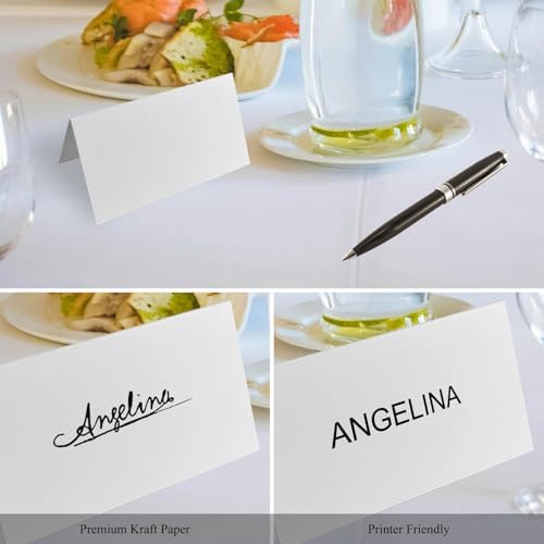 30 Pcs 2 x 3.5 Inch Food Labels for Party Buffet, White Place Cards, Tent Cards, Wedding, Place Cards for Table Setting, for Christmas, Dinners, Parties (30, 2 x 3.5 Inch) - Image 3