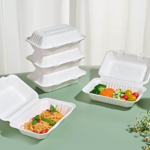 Sugarcane to go food containers, 1-Compartment Clamshell Food Containers - Image 4