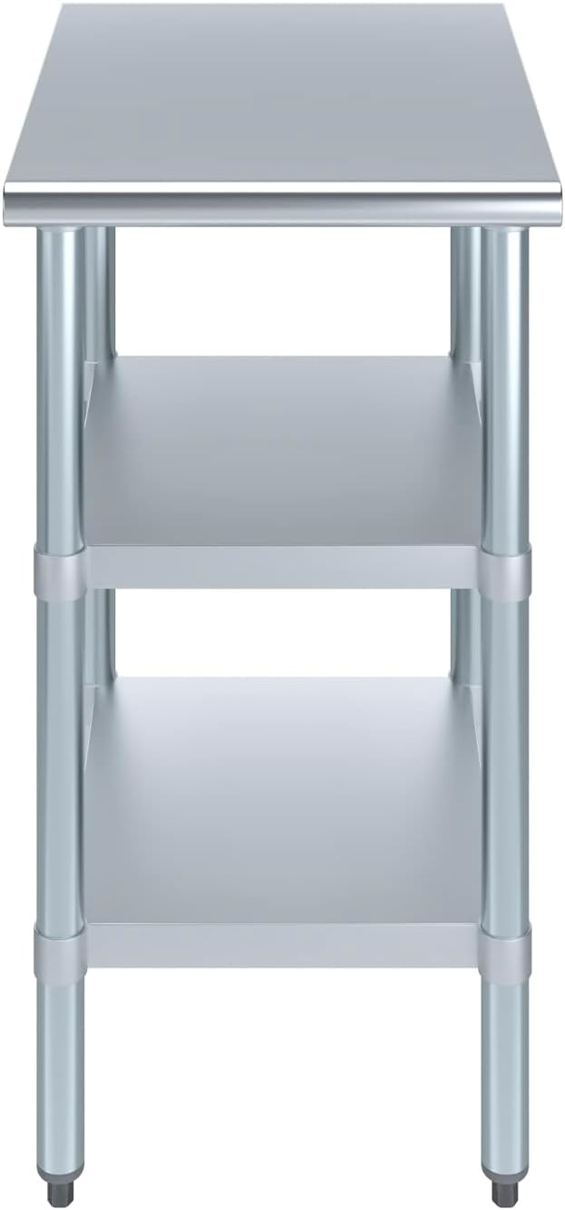 AmGood Stainless Steel Work Table with 2 Shelves | NSF | Metal Utility Table (18" Long x 24" Deep)
