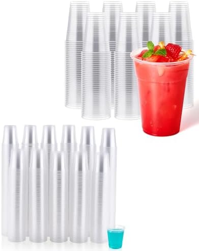 JOLLY CHEF 7  3 oz Clear Plastic Cups & 390 Pack 16 oz Clear Plastic Cups by JOLLYCHEF