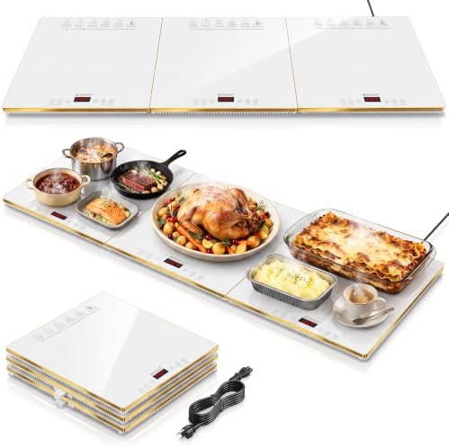 Warming Trays For Buffets Party,3-in-1 36"×16"Independent Temp Control Food Warmers For Parties Buffet,8 Precise Temps&24H Timer Warming Mat For Food,Modular Food Warming Mat Catering Gatherings by BTUVC%C2%AE