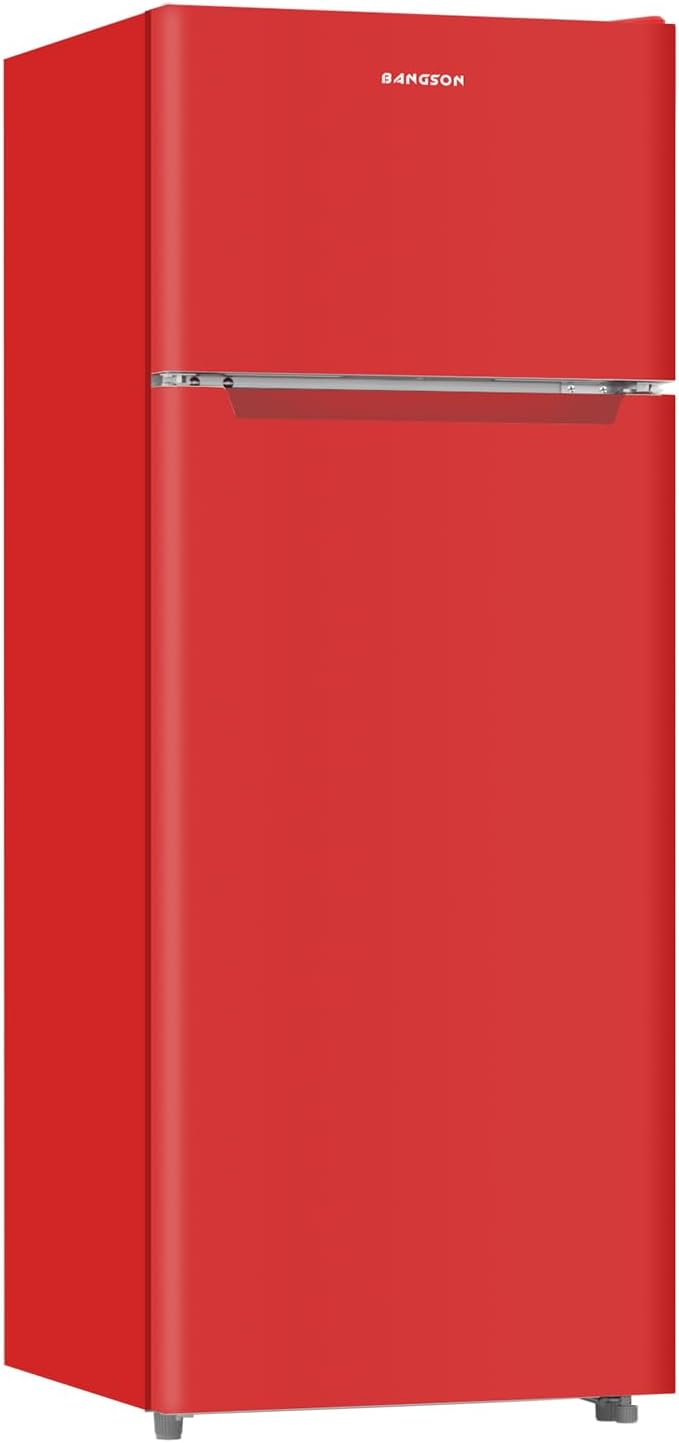 BANGSON 7.7 Cu.Ft Refrigerator with Freezer, Apartment Size Fridge with Top Freezer, Large Capacity, Energy Saving, Adjustable Thermostat, Low Noise, Red