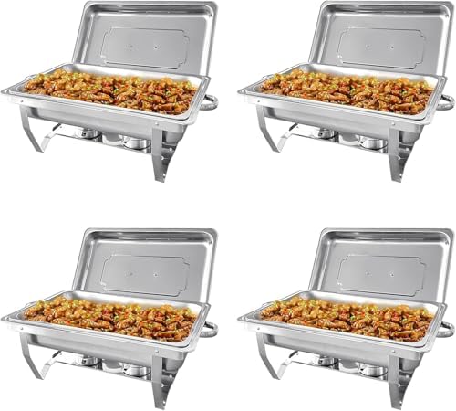 4 Pack 8QT Chafing Dishes for Buffet Chafing Dish Buffet Set by PRIJESSE