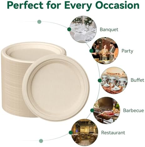 JOLLY CHEF Paper Plates 10 Inch Compostable Disposable Plates 150 Pack - Image 6