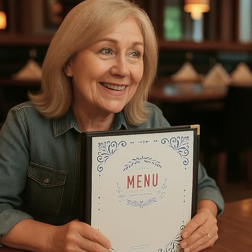 Juvale 24 Pack Clear Restaurant Menu Covers - 8.5 x 11 in Bifold Holders with Double Panels, Black PU Leather & Brass Corners, Durable PVC - Stylish Menu Holders for Restaurants, Cafes & Food Trucks - Image 5
