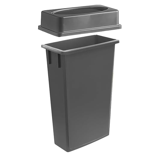 3 pack 23 Gallon Waste Bin with Swing Lid, Heavy-Duty Trash Can, Slim Rectangular Garbage Bin, Durable Waste Container, Recycling Bin, Plastic Wastebasket for Kitchen, Garage, Restaurants, Office