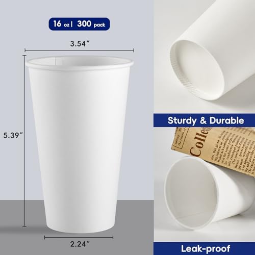 JOLLY CHEF Disposable Coffee Cups and Bowls, Printed Paper Bowls 20oz 160 Count, 16 oz Paper Cups 210 Pack Hot/Cold Beverage Cups for Water - Image 3