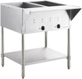 Two Pan Electric Steam Table, 120V 1000W, Stainless Steel, Open Well with Undershelf, 29x30x34 Inches, Commercial Food Warmer for Indoor Use