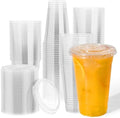 JOLLY CHEF 500 Pack 20 oz Clear Plastic Cups with Flat Lids, PET Clear Cups by JOLLYCHEF