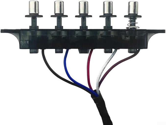 Range Hood Switch Button 5-Button Control Panel for Replacement - PC Material, 12 cm Hole Distance, 40 cm Wire Length