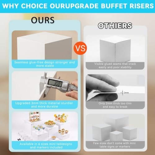 6 Pcs Buffet Risers with Mini Signs, Acrylic Food Risers for Buffet Table - Image 4