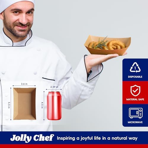 JOLLY CHEF 2lb Paper Food Tray 1000 Pack Disposable Paper Boat Serving Boat - Image 3
