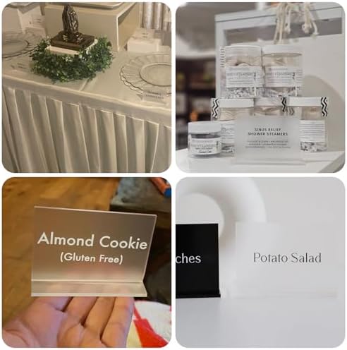 10 Pack Frosted Rectangle Acrylic Sign With Stand, 3.5x2.7 Inch Blank Frosted Acrylic Sign with Base, DIY Buffet Food Labels for Wedding Party Event - Image 7