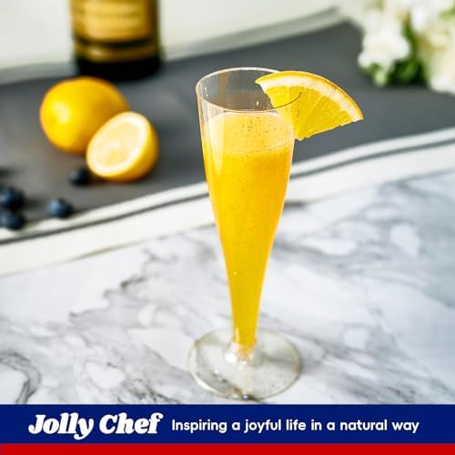 JOLLY CHEF Plastic Champagne Flutes 4.5 oz 100 Pack Gold Glitter Glasses - Image 4