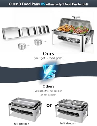 13QT Roll Top Chafing Dishes for Buffet: Stainless steel Chafing Dish Set - Image 4