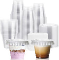 9 oz Clear Plastic Cups with Flat Lids, and Paper Lid Liners 200 Sets by JOLLYCHEF