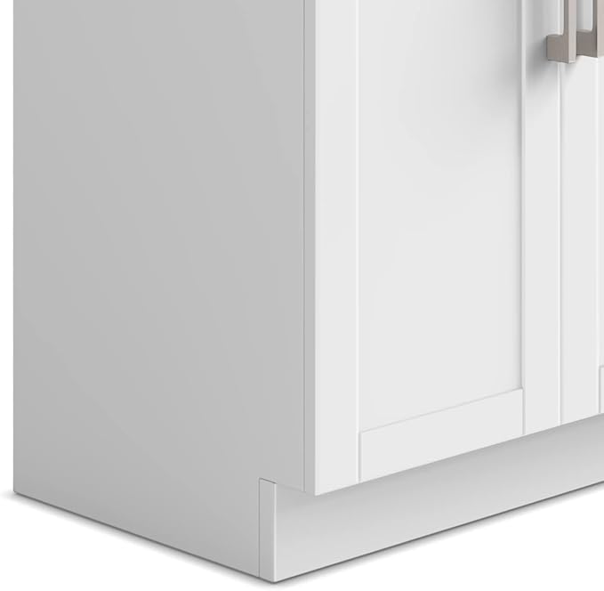 SIMPLIHOME Hennessy All-in-One 28 inch Wide Utility Sink and Laundry Cabinet in Pure White Finish, Transitional Stainless Steel Sink Cabinet for Laundry Rooms with High-Arch Chrome Faucet and Storage