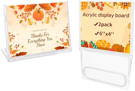 2 Pack 4x6 Inch Small Sign Holder Horizontal, Double-Sided Usage with Swivel Base for Table Display, for Office, Store, Restaurant, Retail Counters, for Name Sign, Price Message Board, Note by Unknown