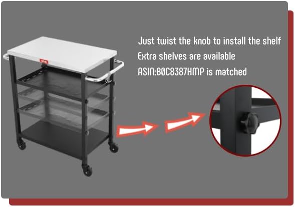 3-Shelf Grill Table, Pizza Oven Stand with Shelf, Movable Pizza Oven Grill Cart, Grill for Outside, Outdoor Bar Cart with Wheels, Stainless Steel top, L26.6xW16.1 Tabletop