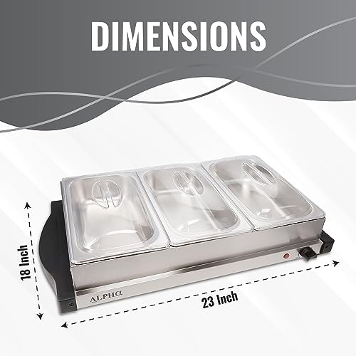Alpha Living 3x2.5 QT Food Warmers for Parties Buffet Servers and Warmers – Premium Catering Supplies Buffet Display – Stainless Steel Electric Food Warmers with Temperature Control - Image 2