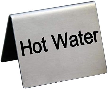 New Star Foodservice Stainless Steel Table Tent Sign, Hot Water, Silver, 1.5" x 2" (Set of 2) - Image 2