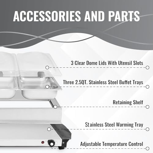 Alpha Living 3x2.5 QT Food Warmers for Parties Buffet Servers and Warmers – Premium Catering Supplies Buffet Display – Stainless Steel Electric Food Warmers with Temperature Control - Image 6