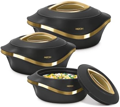 MILTON Insulated Casserole Dish with Lid 3 pc Set 2.1/1.5/1 qt. Hot Pot Food Warmer/Cooler –Thermal Soup/Salad Serving Bowl- Stainless Steel Hot Food Container–Best Gift Set for Moms –Holidays by MILTON