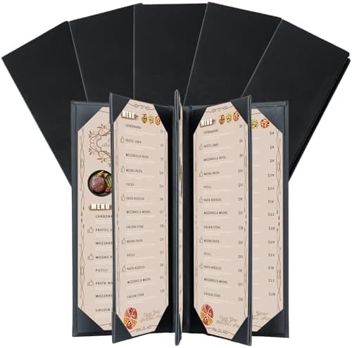 5Pcs 5 Page 8 View Restaurant Menu Covers Holders 4.25" X 11" by FL