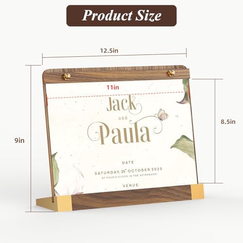 2 Pack Acrylic Sign Holders 8.5 x 11 Horizontal with Wood Base, Tabletop Display Sign Stand for Menu Flyer Poster, Clear Acrylic Paper Frame for Restaurant Coffee Shop Hotel Office Exhibition Horizontal - Image 3