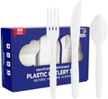 360 White Plastic Silverware, Utensils Set 180 Forks, 120 Spoons, 60 Knives by JOLLYCHEF