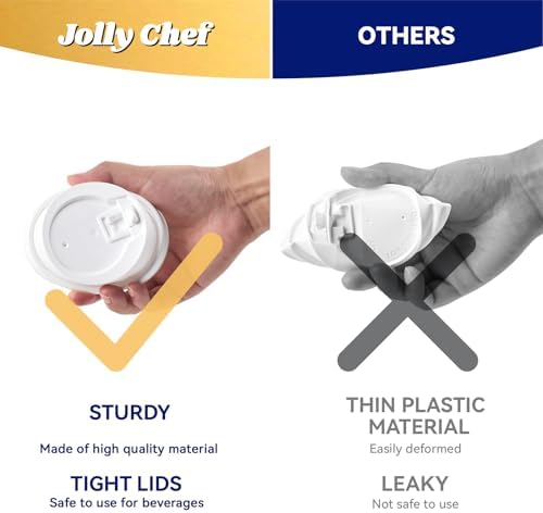 JOLLY CHEF 12oz Paper Coffee Cups with Lids 100 Pack - Image 3