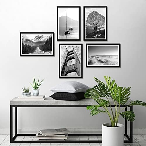Americanflat 12x18 Poster Frame with Polished Plexiglass - Set of 5 - Use as 11x17 Frame with Mat or Display 12x18 Photo Without Mat - Galleria Collection - Picture Frames for Wall Display - Black