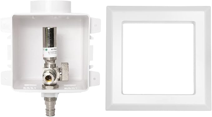 EFIELD Pex Dishwasher Outlet Box, 1/2-Inch Pex F1960 Expansion Fitting Connection with Installed 1/4-Turn Ball Valve, White (Copper Hammer Arrestor),(DW008)